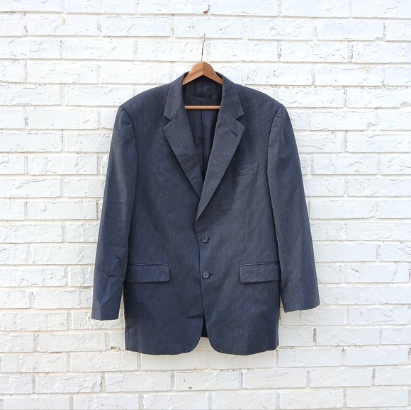Burberry London Navy Wool Pinstripe Sport Coat Blazer Jacket